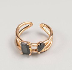 Каблучка Xuping колір металу "золото" чорний камінь р-р 16,18 купити біжутерію дешево в інтернеті
