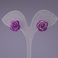 Сережки "Трояндовий садочок" бузкова полімерна глина d-16мм купити біжутерію дешево в інтернеті