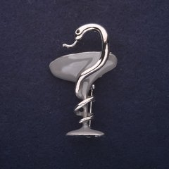 Брошка Чаша зі змією емаль колір сірий 44х21мм сріблястий метал купити біжутерію дешево в інтернеті