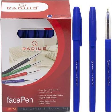 Від 50 шт. Від 50 шт. Ручка "FaсePen" RADIUS 50 штук, синя купити дешево в інтернет-магазині