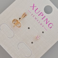 Сережки пусети Xuping з рожевим кристалом d-4мм+- Позолота 18К купити біжутерію дешево в інтернеті