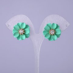 Сережки пусети Зелений Квітка d-22мм купити біжутерію дешево в інтернеті
