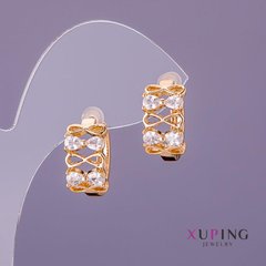 Сережки Xuping білі камені d-9мм L-16мм колір золото купити біжутерію дешево в інтернеті