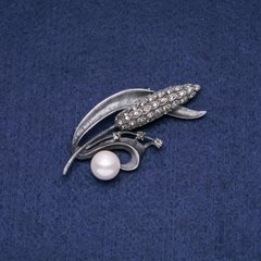 Брошка кулон Колосок з білим перлами "Майорка 68х30мм купити біжутерію дешево в інтернеті