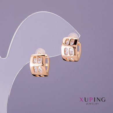 Сережки Xuping білі камені d-8мм L-12мм колір золото купити біжутерію дешево в інтернеті