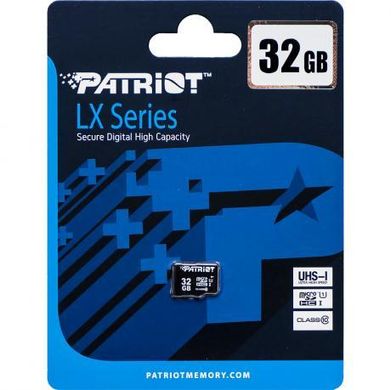 Карта памяти Patriot MicroSDHC 32GB UHS-I (Class 10) LX Series (card only) 027974/907963 купити дешево в