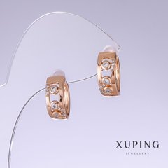 Сережки Xuping з білим цирконом L-15мм s-6мм позолота 18к купити біжутерію дешево в інтернеті
