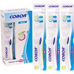 Від 12 шт. Зубні щітки " Cobor New soft" з гумовим рівнем пучків щетини E-801 купити дешево в інтернет-магазині