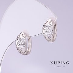 Сережки Xuping різьблені сердечка d-7мм L-15мм родій купити біжутерію дешево в інтернеті