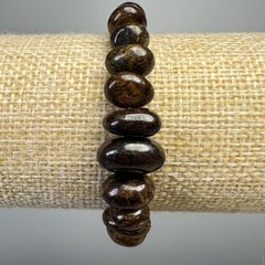 Браслет Бронзит натуральний камінь крупна галтівка d-10х5мм+- L-18см+- (стрейч) купити біжутерію дешево в