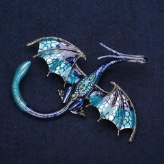 Брошка блакитний Дракон "Сапфіра" 79х72мм купити біжутерію дешево в інтернеті