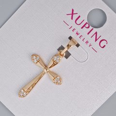 Кулон "Хрест" Xuping з білими стразами d-23х15мм+ - L-28мм+- позолота 18К купити біжутерію дешево в інтернеті
