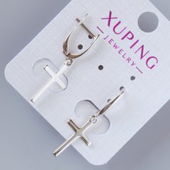 Сережки "Хрест" Xuping d-19х11мм, L-32мм+-, родій купити біжутерію дешево в інтернеті