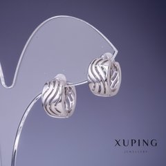 Сережки Xuping хвилі 13х8мм родій купити біжутерію дешево в інтернеті