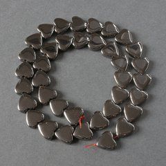Намистини Гематит серце d-12мм+- L-40см+- на волосіні