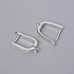 Швензи для сережок білі стрази, сріблястий колір металу 19х11х3мм пара купити біжутерію дешево в інтернеті