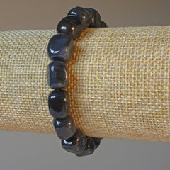 Браслет Агат чорний натуральний камінь брусок d-9х12мм+- L-18см+- (стрейч) купити біжутерію дешево в інтернеті