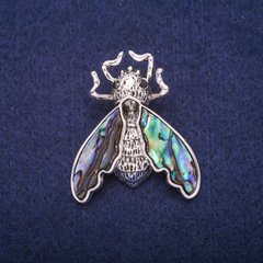 Брошка Метелик з вставкою Халіотіс, сріблястий метал 37х44мм купити біжутерію дешево в інтернеті