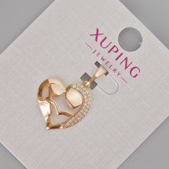Кулон Xuping "Серце" з білими стразами d-24х16мм+- Позолота 18К