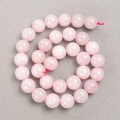 Намистини Рожевий Кварц натуральний камінь гладка кулька d-12мм+- L-38см+- купити біжутерію дешево в інтернеті