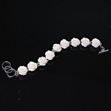 Браслет Троянди білі полімерна глина застібка Тогл купити біжутерію дешево в інтернеті