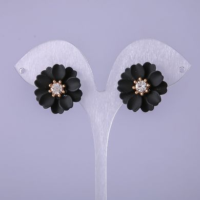 Сережки пусети Чорний Квітка d-22мм купити біжутерію дешево в інтернеті