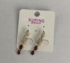 Сережки Xuping з червоним каменем 30х4мм позолота 18к