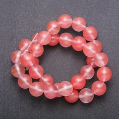 Намистини натуральний камінь Халцедон рожевий на нитці гладка кулька d-12 (+ -) мм L-37см купити біжутерію