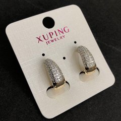 Сережки Xuping Позолота 18К з білими стразами d-16х6мм + - купити біжутерію дешево в інтернеті