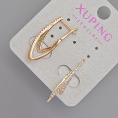 Сережки Xuping з білими стразами d-28х4,5мм+- Позолота 18К