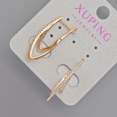 Сережки Xuping з білими стразами d-28х4,5мм+- Позолота 18К купити біжутерію дешево в інтернеті