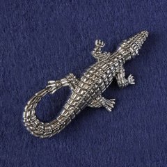 Брошка-кулон Крокодил сріблястий метал 73х33мм+- купити біжутерію дешево в інтернеті