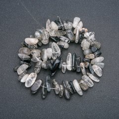 Нитка натурального каменю Рутиловий кварц Волохатик крихта "голка" d-15х5мм L-41см + - купити біжутерію дешево