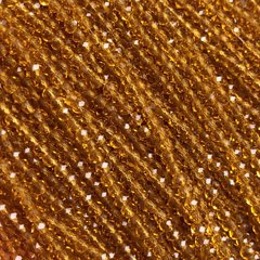 Бусины Чешский Хрусталь на леске темно-желтое медовое прозрачное "граненный рондель" d-3,5х3мм+- L-36-38см+-