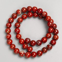 Намистини на волосіні натуральний камінь червона Яшма d-8,5мм+- L-37см+- купити біжутерію дешево в інтернеті