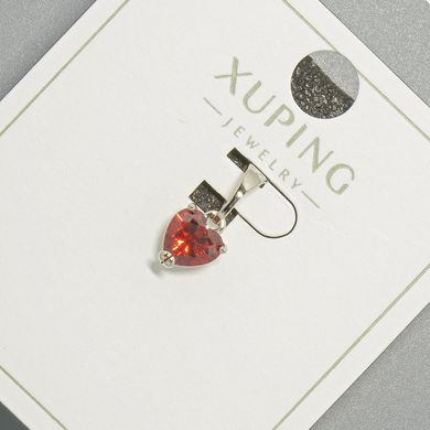 Кулон "Серце" Xuping з червоним кристалом d-6мм+ - L-14мм+- родій купити біжутерію дешево в інтернеті