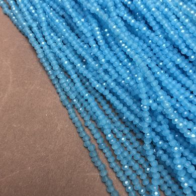 Намистини Чеський Кришталь на волосіні блакитне матове гранований рондель d-3х2,5мм + - L-36-38см + - купити