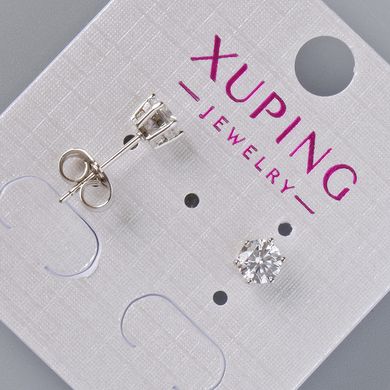 Сережки пусети Xuping з білими кристалами d-6мм+- родій купити біжутерію дешево в інтернеті