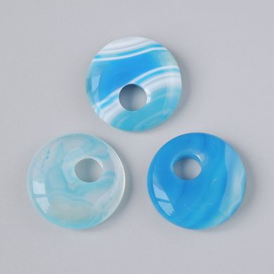 Підвіска пончик (бублик) Агат синій натуральний камінь d-18х5мм+- d-отвору 5мм+- купити біжутерію дешево в
