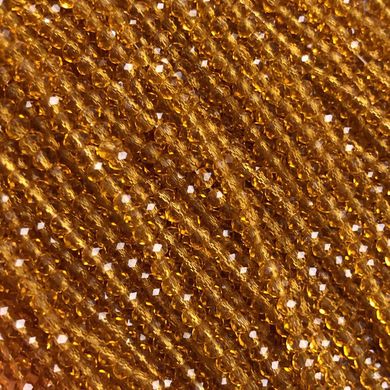 Намистини Чеський Кришталь на волосіні темно-жовте медовий прозоре гранований рондель d-3,5х3мм + - L-36-38см