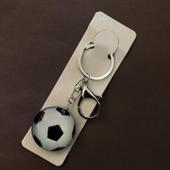 Брелок Спорт Футбольный мяч 3D белый, серебристый металл L-10см купить бижутерию дешево