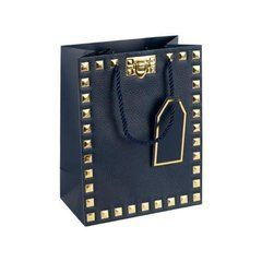 Від 12 шт. Пакет подарунковий 26х32х12см із тисненням фольгою DARK BLUE HL-1927