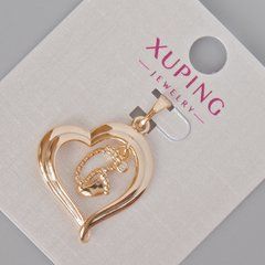 Кулон Xuping "Серце" з білими стразами d-29х20мм+- Позолота 18К