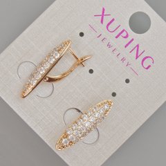 Сережки Xuping з білими стразами d-23х6мм+- Позолота 18К купити біжутерію дешево в інтернеті