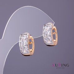 Сережки Xuping білі камені d-6мм L-16мм колір золото купити біжутерію дешево в інтернеті