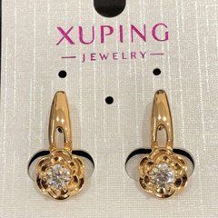 Сережки Xuping Позолота 18К з білим кристалом d-22х10мм + -
