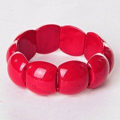 Браслет Корал (прес.) квадратне каміння на резинці, опукла "ланка" 1,8*2,1см