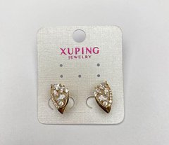 Сережки Xuping Позолота 18К з білими кристалами d-16х9мм+- купити біжутерію дешево в інтернеті