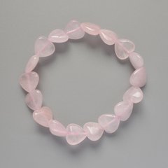 Браслет "Серце" Рожевий Кварц натуральний камінь d-12х12х5мм+- L-18см+- (стрейч) купити біжутерію дешево в