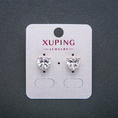Сережки Серце Xuping Сережки пусети кульчики Позолота 18К з білим кристалом d-9мм + - купити біжутерію дешево